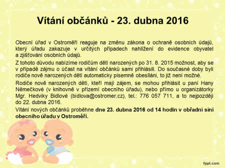 Vítání občánků - duben 2016